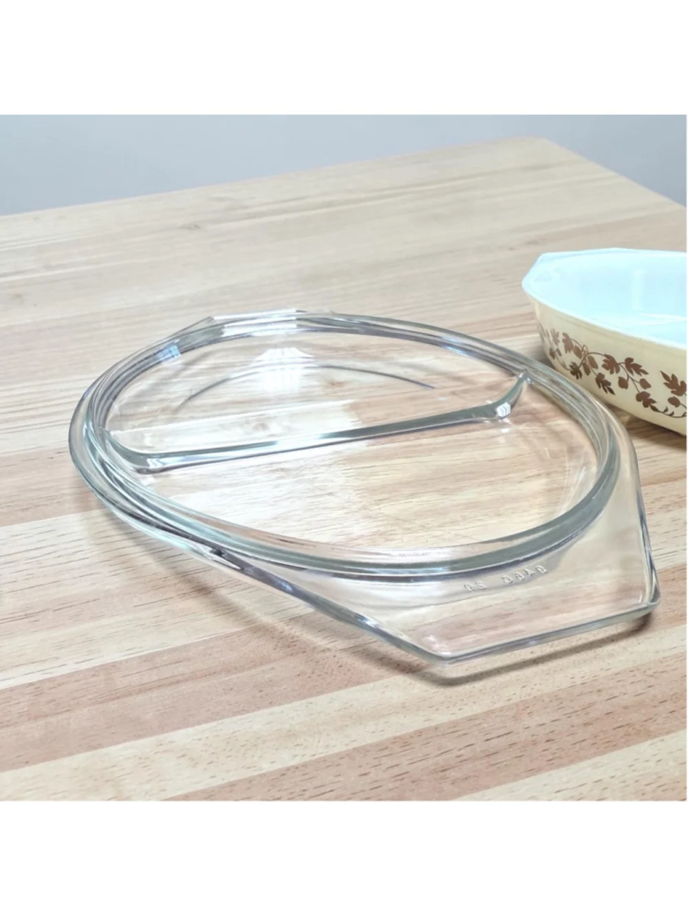 Vintage Pyrex Divided Casserole Dish with Lid | Brown Floral Pyrex Bakeware | Mi